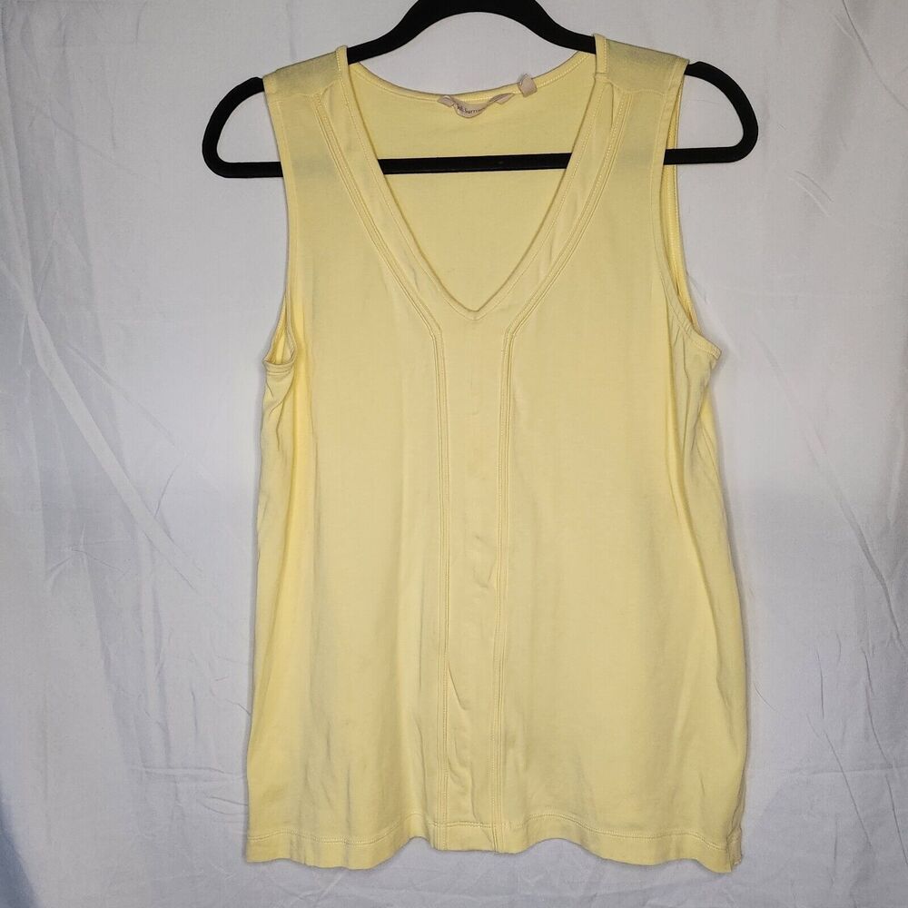 Soft Surroundings Womens Medium Sleeveless V-Neck Wide Straps Tank Top Yellow